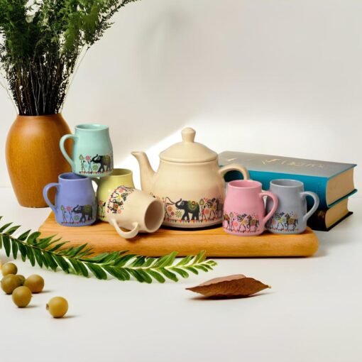 Somny Ceramic Tea Set of 6 With Kettle - SM2004