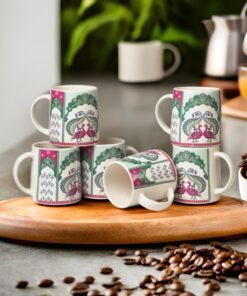 Somny Peacock Design Print Mug Set of 6