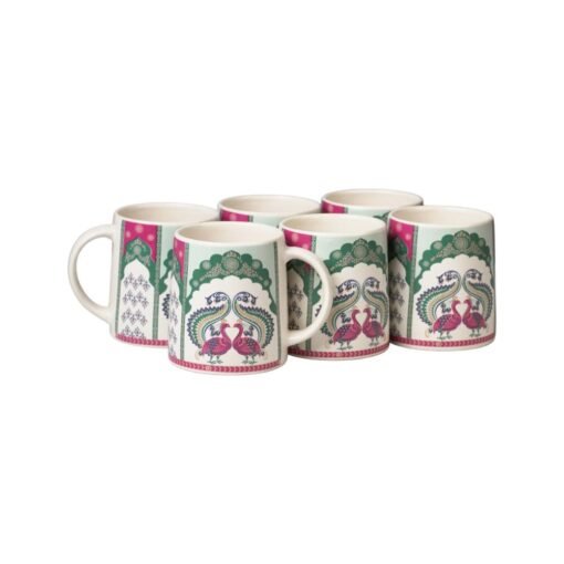 Somny Peacock Design Print Mug Set of 6 - Image 2