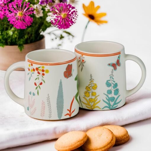 Somny Leaf Print Ceramic Mug Set of 6 - Image 2