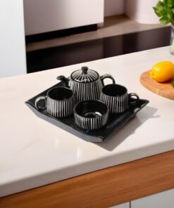 Somny Premium Black Ceramic Tea Set With Kettle - SSD103