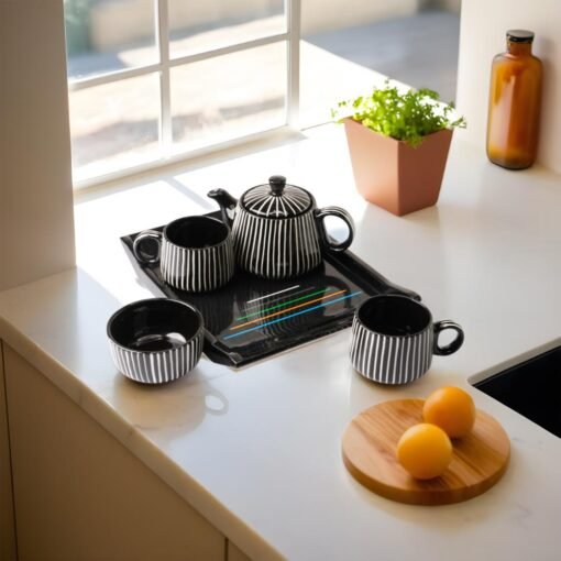 Somny Premium Black Ceramic Tea Set With Kettle - Image 2